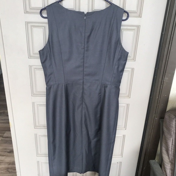 Nine West Suit Dress Sz12 Gray Fitted Kick Pleat Knee Length Sleeveless - Picture 7 of 12
